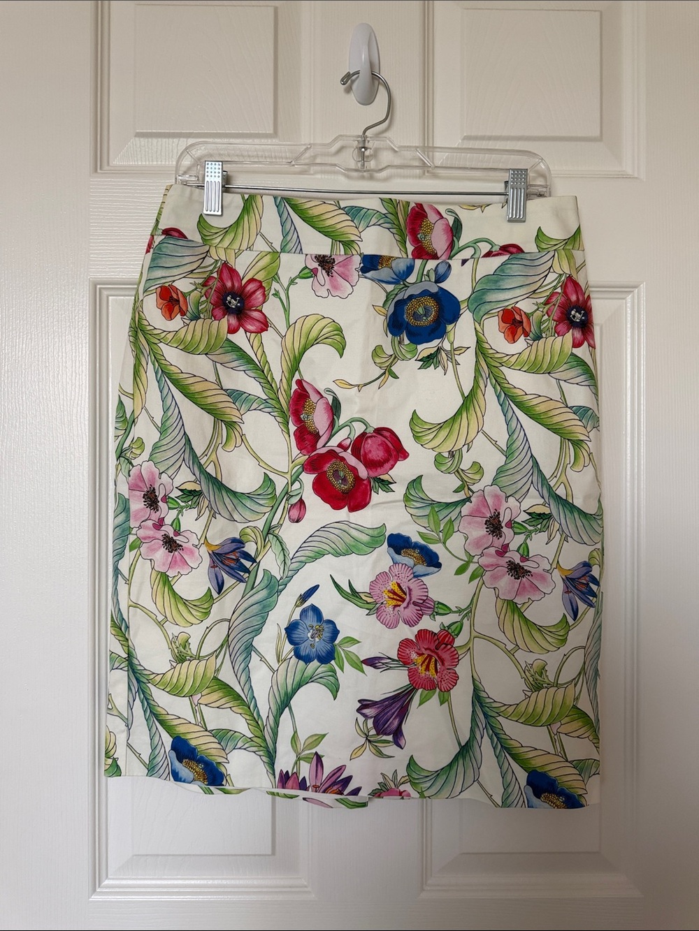 Ann Taylor White Floral Print Mini Skirt